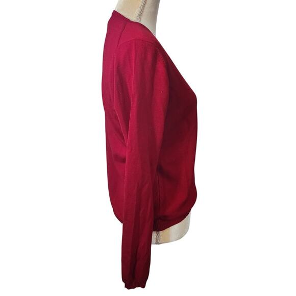 Silvana Merino Wool Long Sleeve Red Sweater Size Large - Picture 2 of 5